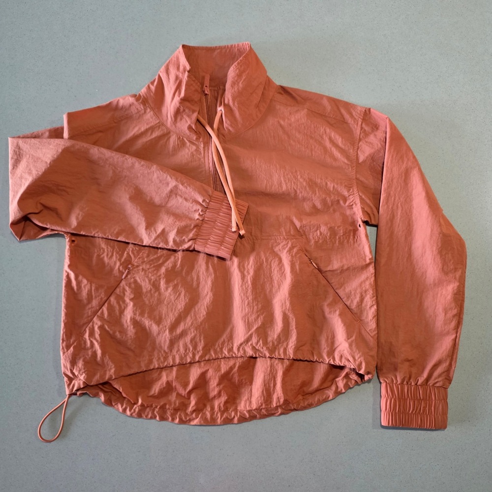 FLX Womens Terracotta Orange Quarter‎ Zip Windbreaker Pullover Jacket Size S